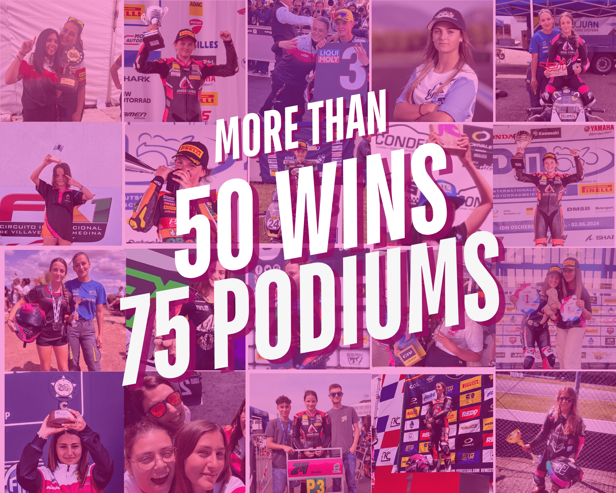 More than 50 victories and 75 podiums in the first years of activity